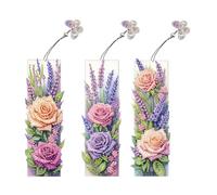 FHTech Store, set di 3 segnalibri fai da te con strass - 5D Diamond Painting Cross & Bouquet per bambini e adulti