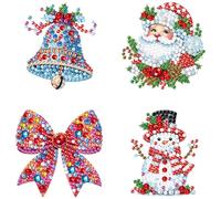FHTech Store, set di 4 spille in acrilico a forma speciale con scritta "Merry Christmas" per pittura a mosaico con strass, per donne e ragazze