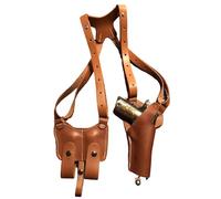 FHUILIJH Borsa a Tracolla retrò Medievale - Fondina per Pistola in Pelle Steampunk - Portapistola Regolabile Lace Up Cosplay per Uomo Donna,Marrone,20cm