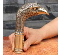 FHUILIJH Eagle Head Walking Stick Handle Ornamento Artigianale Lucky Chinese Old Handmade Intagliato Eagle Statue,Ottone,14cm