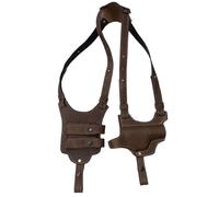 FHUILIJH Fondina a Tracolla in Pelle con Fondina Double Mag, Fondina a Tracolla Verticale, per Accessorio Costume Cosplay,Marrone,20c