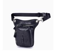 FHUILIJH Marsupio in Vera Pelle - Borsa a Tracolla Piccola Monospalla retrò da Uomo in Pelle Bovina Pieno Fiore - per Viaggi escursionistici,Nero,23cm