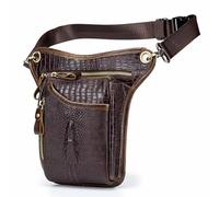 FHUILIJH Marsupio in Vera Pelle - Borsa a Tracolla Piccola Monospalla retrò da Uomo in Pelle Bovina Pieno Fiore - per Viaggi escursionistici,Marrone,23cm