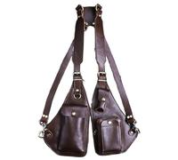 FHUILIJH Top Layer Cowhide Vintage Bag - Vintage Strap Underarm Satchel - Borsa Nascosta sotto Le ascelle - per Viaggi escursionistici,Marrone,60cm