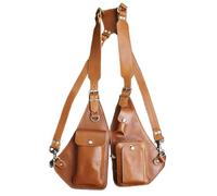FHUILIJH Top Layer Cowhide Vintage Bag - Vintage Strap Underarm Satchel - Borsa Nascosta sotto Le ascelle - per Viaggi escursionistici,Giallo,60cm