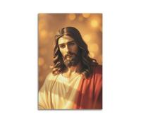 fhujgg Poster religioso, stampa artistica da parete su tela, motivo Gesù con veste rossa, ombra leggera, per soggiorno, camera da letto, 50 x 75 cm, senza cornice