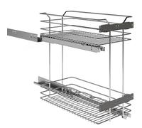Fhuller Carello Base 30 Estraibile Attacco Anta- due ripiani con portabottiglie Serie UNICA 2001/30-50C Realizzato in filo tondo - Guide Hettich sfalsate DX SX sistema Chiusura Ammortizzata Cromo