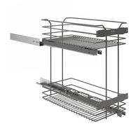 Fhuller Carello Base 40 Estraibile Attacco Anta- due ripiani con portabottiglie Serie UNICA 2001/40-50AR Realizzato in filo tondo - Guide Hettich sfalsate DX SX sistema Chiusura Ammortizzata Ardesia