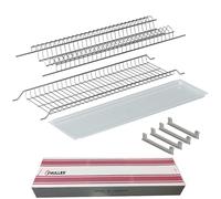 Fhuller Kit Scolapiatti Incasso Filo Acciaio Inox (NO Cromato o Verniciato Grigio) per Pensile 75 Interno 70,5 + 4 Staffe + Vaschetta + Scatola di protezione