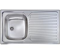 FHULLER TM861IRPC ● Lavello Incasso Cucina Atmosfera Acciaio Inox Prelucido 86 X 50 1 Vasca Sinistra e Gocciolatoio Destro ● Made in Italy per ambienti Rustico Classico Provenzale Shabby Chic Moderno