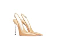 FHVCMTG Tacchi Alti Sandali High Heels Tacco Spillo Cinturino Posteriore Donna Punta Chiusa Fibbia Scarpe Eleganti Ufficio 12 Cm,Apricot,45