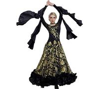 FHXR Abiti da Valzer con Gonna Ampia, gonne for Danza Moderna, Abiti da Ballo da Sala, Abiti da Spettacolo for Balli di Gruppo, Abiti da Competizione(Black,M)