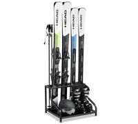 FHXZH Portasci Autoportante per Garage - Supporto da Pavimento in Acciaio per 4 Paia di Sci, Scarponi, Bastoni, Occhiali, Casco e Altro - Organizer Resistente