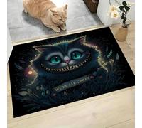 Fiaba Oscura Zerbino per interni ed esterni, Nero zerbino decorativo con Gatto Sorridente, antiscivolo per decorazione di porte, 90 x 150 cm