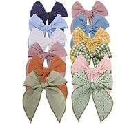 Fiaba per capelli con fiocco, in cotone e lino, con fiocco per capelli, accessori per capelli (blu avocado)