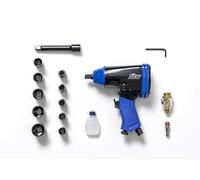 FIAC Avvitatore Pneumatico a Massa Battente 1⁄2" 1086, Pistola Pneumatica 10 Chiavi a Bussola + Prolunga da 100 mm + Mini Lubrificatore + Bottiglia di Plastica, Inclusa Valigetta, Coppia 345 Nm, Nera