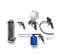 FIAC Kit Accessori per Compressore 8 Pezzi, Inclusi Gonfiagomme con Manometro, Pistola di Soffiaggio, Aerografo, Pistola Lavaggio, Tubo a Spirale 5m, 3 Punte di Gonfiaggio, Max. 8 Bar, Nero