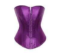 Fiacafyo Bustino da donna in vita taglie forti corsetto in raso corsetto cincher con lacci modellante retrò bustier overbust top, a-viola, L