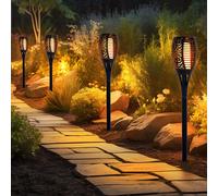 Fiaccola Giardino Lampada Solare per Esterni Flammeneffekt Chiodi LED Patio 4x