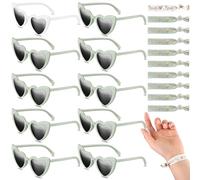Fiada 20 Pezzi di Set di Occhiali da Sole a Cuore per Sposa Bracciale Nuziale Bride Bracciali da Damigella d'Onore Team Bride, Accessori per Addio al Nubilato Festa Decorazione (Bianco e Verde Salvia)