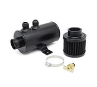 Fiakaon Serbatoio Coolant Overflow Serbatoio di Raccolta Olio Universale con Filtro di sfiato, in Alluminio 10 AN, Rotondo, 0,75 l, con Staffa di separazione con deflettore Spazzolato(Black)