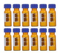 Fiale Campione con Coperchi e Guarnizioni in Vetro 100 Pezzi 2ml | Borosilicato, Scala Graduata e Tappo a Vite Blu con Foro, per Campioni Liquidi e Reagenti