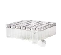 Fiale di Vetro da 10 ml con Tappi a Vite e Tappi di Plastica, Flacone del Campione di Liquido Piccolo Trasparente, Flacone a Prova di Perdite, 50 Pezzi