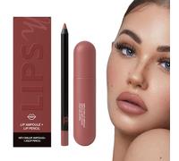 Fiale Labbra Colorate Con Matita Labbra Abbinata, Set Di Lucidalabbra E Matita Labbra, Set Di Rossetti Idratanti A Lunga Tenuta, A Prova Di Sbavature E A Lunga Tenuta (#01)