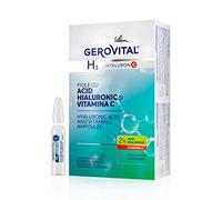 Fiale Viso con Vitamina C e Acido Ialuronico, Siero Antirughe Idratante e Antiossidante, Stimola Collagene ed Elastina per Pelle Luminosa - 10 Fiale x 2 ml, Gerovital H3 Hyaluron C