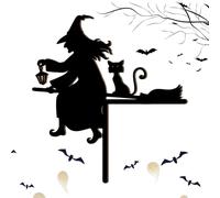 Fiame Della Porta In Legno, Cartello Della Porta Di Halloween, Topper Gatto, Design Di Gatti Stregoni Spettrali, Facile Da Appendere Ovunque, 20x18,3 Cm, Ottimo Per Case O Negozi
