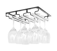 FIAMER Porta Bicchieri da Vino Supporto per Calici in Metallo per Bar e Cucina Gancio Sottopensile Organizer in Acciaio Inox Scaffale di Stoccaggio (Black, 3 Rows 1 Pack)