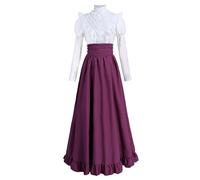 Fiamll Abito medievale rinascimentale da donna, abito vittoriano, vintage, abito da ballo da donna, camicetta vittoriana con maxi gonna rinascimentale, Colore: rosa., S