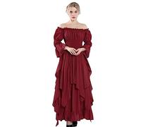 Fiamll Abito vittoriano costume rinascimentale donna gotico abito da strega abito da sposa medievale, Rosso2., XXL-XXXL