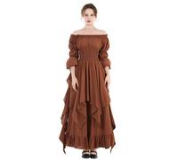 Fiamll Abito Vittoriano in Stile Renaissance, Costume da Donna Gotico, Abito da Strega Medievale, Abito da Sposa Medievale, marrone, L-XL