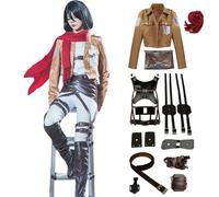 Fiamll Ackerman - Costume da cosplay, per cosplay, Halloween, carnevale, feste, per adulti, cachi, M