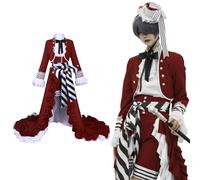 Fiamll Anime Tea Cup Ciel Phantomhive Cosplay Outfit Ciel Phantomhive Uniform Rosso Vestiti Halloween Carnevale Party Scenario Dress Up Costume Gotico S