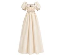 Fiamll Regency - Abito da donna a vita impera, con sciarpa, abito da sera, Champagne, M