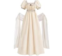 Fiamll Regency - Abito da donna a vita impera, con sciarpa, abito da sera, Champagne, S