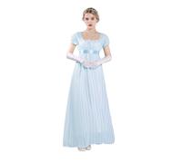 Fiamll Regency - Abito da donna in stile impero, stile vittoriano, per feste del 19° secolo, Blu, L