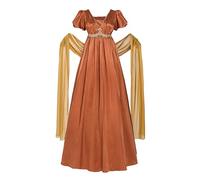 Fiamll Regency - Abito da donna Jane Austen Empire a vita rinascimentale, con sciarpa, tea party, cocktail, Colore: arancione., XXL