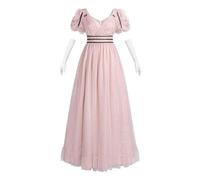 Fiamll Regency, abito da donna Jane Austen, in tulle, abito da sera con guanti, abito da ballo vittoriano, abito da cocktail da donna lungo, Colore: rosa., XXL