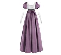 Fiamll Regency, abito da donna Jane Austen, linea ad A, stile impero, abito vittoriano, con sciarpa, abito da sera, viola., XL