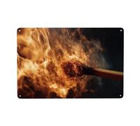 Fiamma ardente segni di metallo latta parete arte decorazione per bagno toilette fattoria toilette cortile 20x30 cm