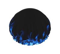 Fiamma blu circondata,Cuffia da doccia, cuffia da notte, doppio strato, impermeabile, elastica, riutilizzabile.