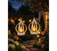 Fiamma Realistica Lanterna Solare Sospesa Tremolante Impermeabile per Esterni Lampada Luci Automatiche Dal Tramonto All'alba Accensione/Spegnimento Automatico Alimentata Ad Energia(2pcs)