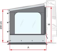 Fiamma side w pro pannello laterale / chiusura laterale per tenda da sole altezza 180-200 cm adatto per f43van 270