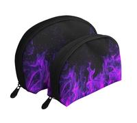 Fiamma Viola, Borsa per trucco a conchiglia Portamonete da donna Borsa da toilette piccola Borsa per cosmetici 2 pezzi