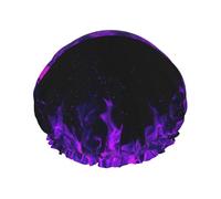 Fiamma viola,Cuffia da doccia, cuffia da notte, doppio strato, impermeabile, elastica, riutilizzabile.