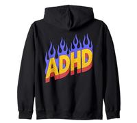 Fiamme ADHD - Consapevolezza Vintage ADHD Mancanza di Concentrazione Felpa con Cappuccio