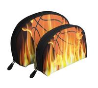 Fiamme E Basket, Borsa per trucco a conchiglia Portamonete da donna Borsa da toilette piccola Borsa per cosmetici 2 pezzi